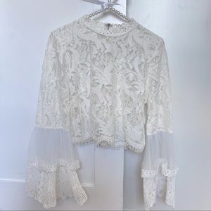 Chelsea Lace Crop Top with Bell Sleeves